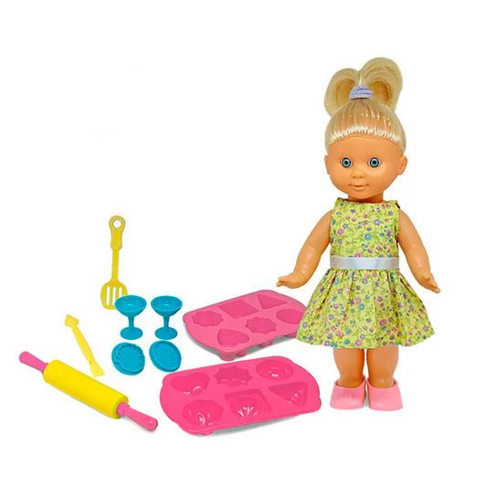 Muñeca Con Accesorios Cafetería Juego Completo Infantil