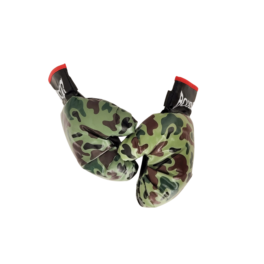 Bolsa Boxeo Infantil 50cm Con Guantes Camuflado Militar Niño